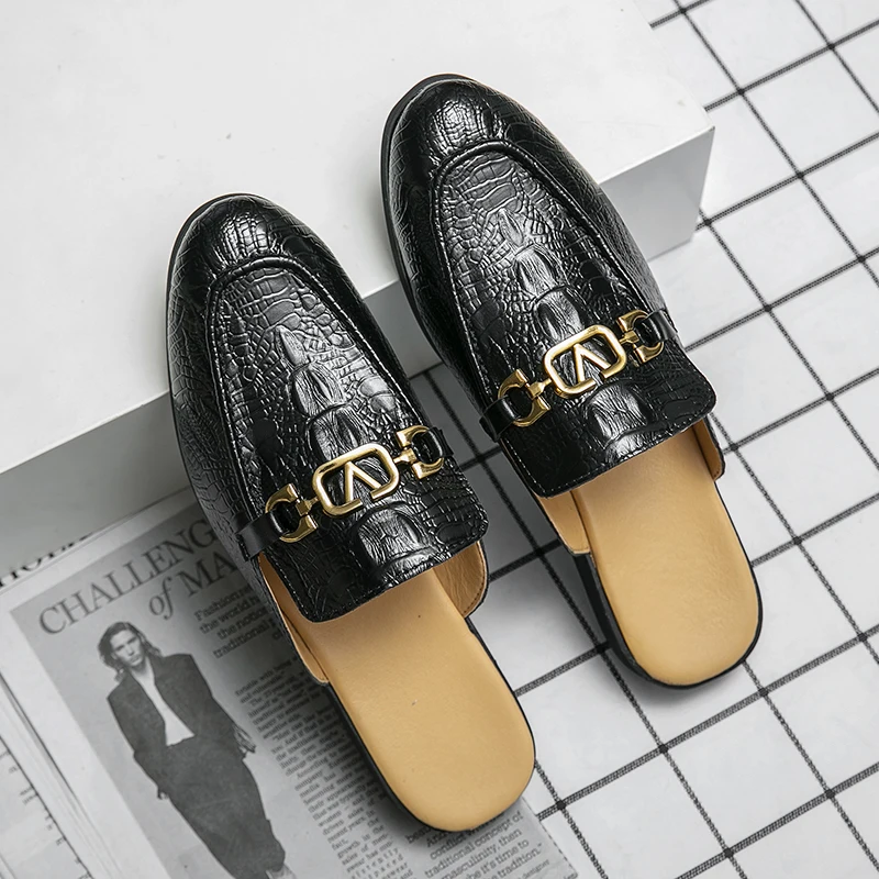 

Personality Men's Shoes Casual Leather Men Formal Office Business Fashion Wear-resistant For Designer Slippers Oxford Non-slip