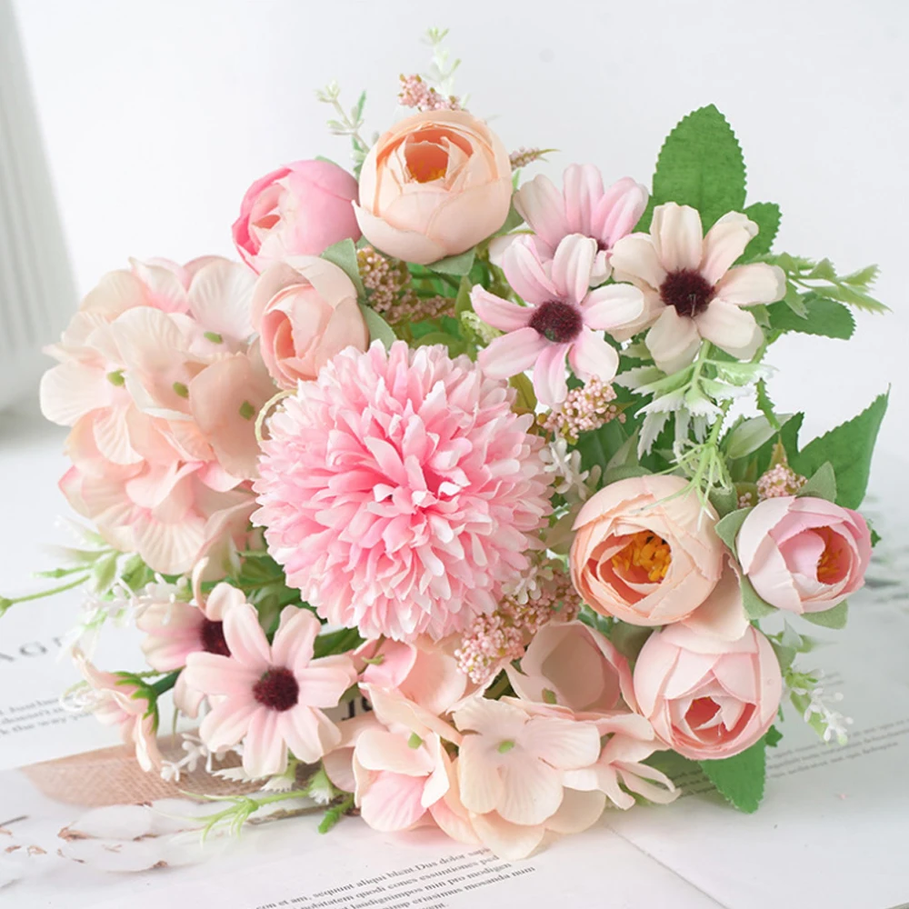 Искусственные шелковые цветы букет Буш Аранжировка для вечерние дома красочные
