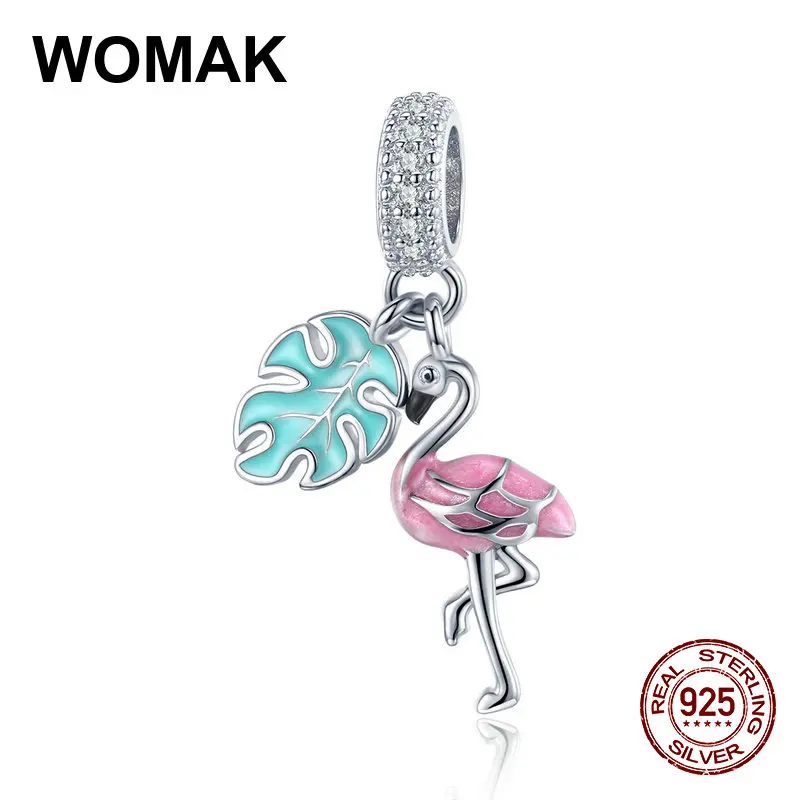 Fit браслет с циркониевыми бусинами фламинго подвеска из стерлингового серебра 925