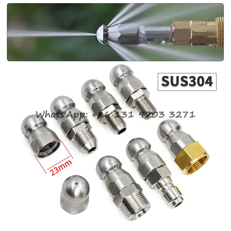 

SS304 1/8" 1/4" 3/8" 1/2" High Pressure Washer Drain Sewer Cleaning Pipe Jetter Hose Spray Nozzle for Home Garden Supplies