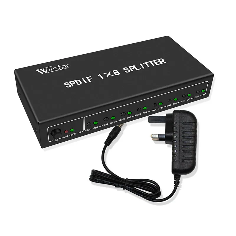 Волоконно-оптический SPDIF 1 вход 8-ходовой переключатель сплиттер 1x8 цифровой