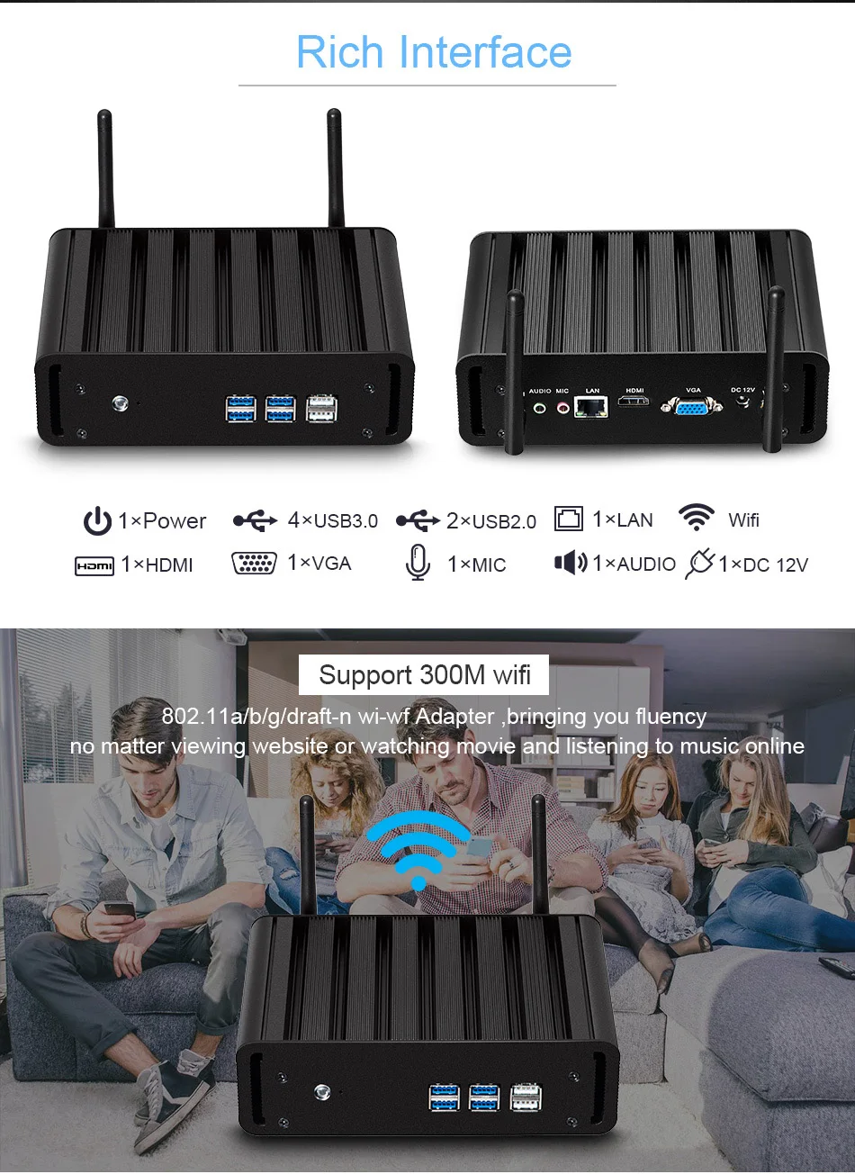 Распродажа Core i7 5500DU мини ПК настольный Windows 10 WiFi HDMI VGA HTPC ТВ коробка Nuc minipc офисный игровой Мини компьютер