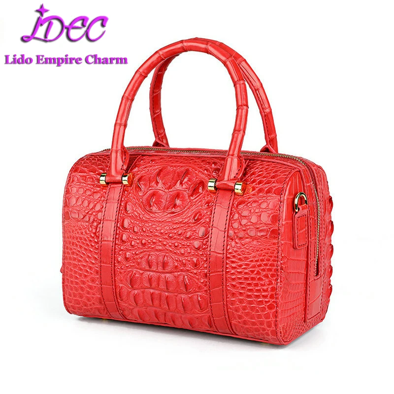 

Platinum crocodile leather handbags leather handbags pillow bag Boston bag fashion shoulder messenger bag ladies handbag