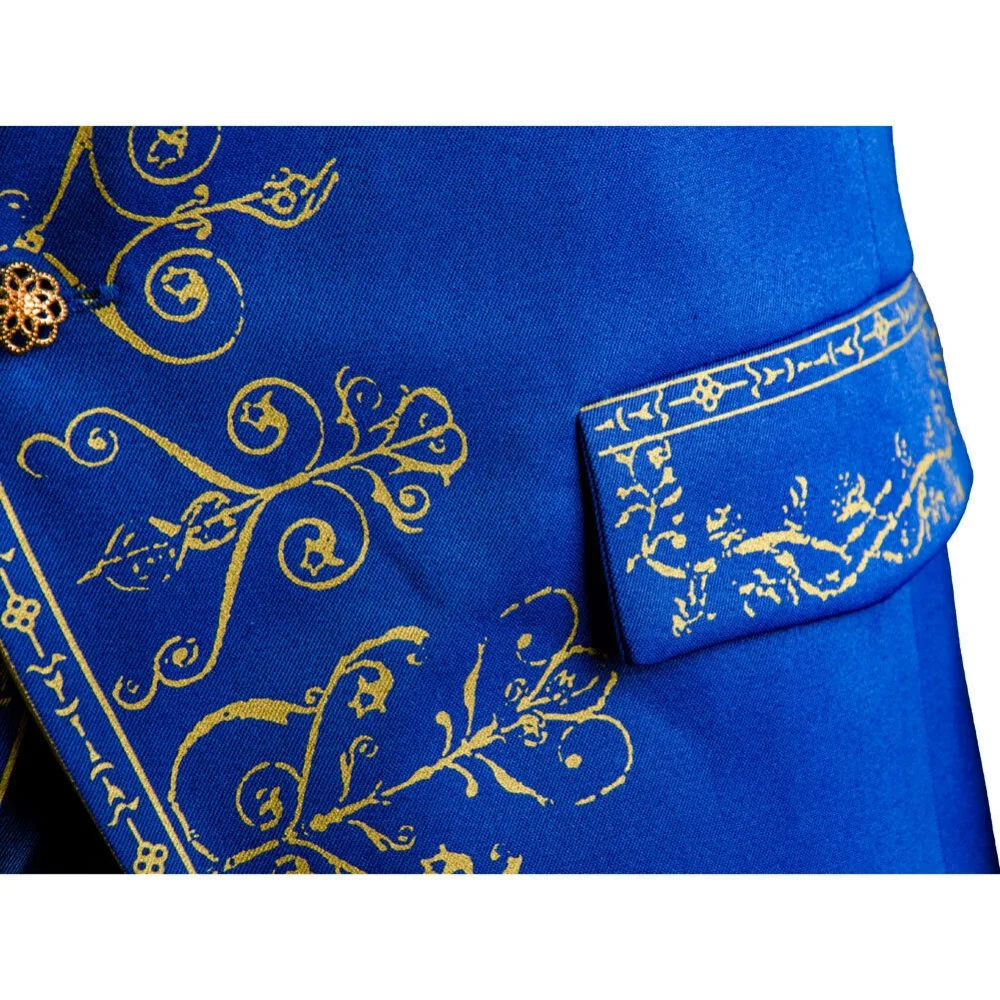 Beauty and the Beast Cosplay Costume Dan Stevens Prince Blue Uniform Cosplay Costume Outfit Suit Halloween Party For Adult Men