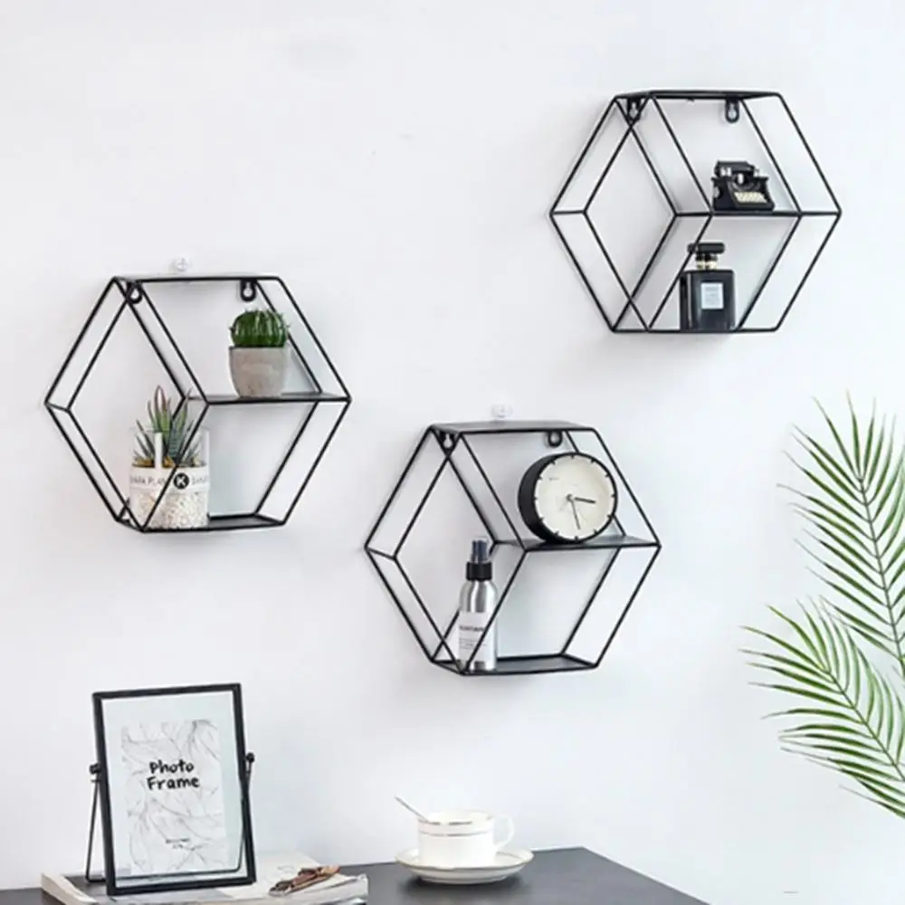 

Настенная полка из кованого железа, с шестигранным основанием