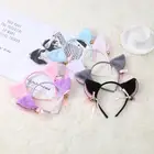 Новинка, плюшевая повязка на голову с милыми лисьими кошачьими ушками для Хэллоуина, косплевечерние, костюма Лолиты, галстук-бабочка, аксессуары для волос в стиле аниме