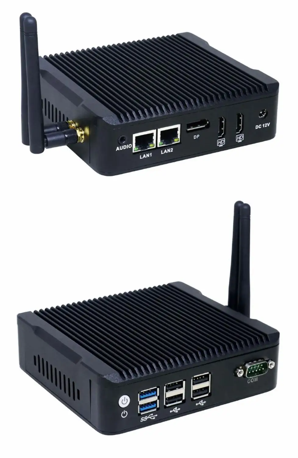 Мини ПК без вентилятора Eglobal четырехъядерный процессор Intel celeron N3160 2 * Lan HDMI HD graphic 4K