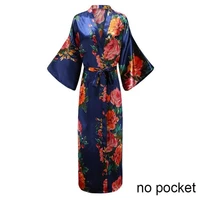 silky satin plus size chinese women robe vintage print kimono bathrobe home dress gown long nightgown green flower sleepwear