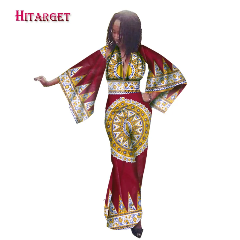 Женские платья в африканском стиле с рукавами-колокольчиками модель WY1579 на осень