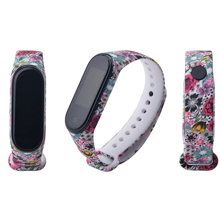 Mi band 3 4 ремешок Камуфляжный силиконовый универсальный ремешок для Xiaomi mi Band 4 3 band 4 Band 3 браслет с мультяшным принтом из ТПУ - Цвет: Classic flower