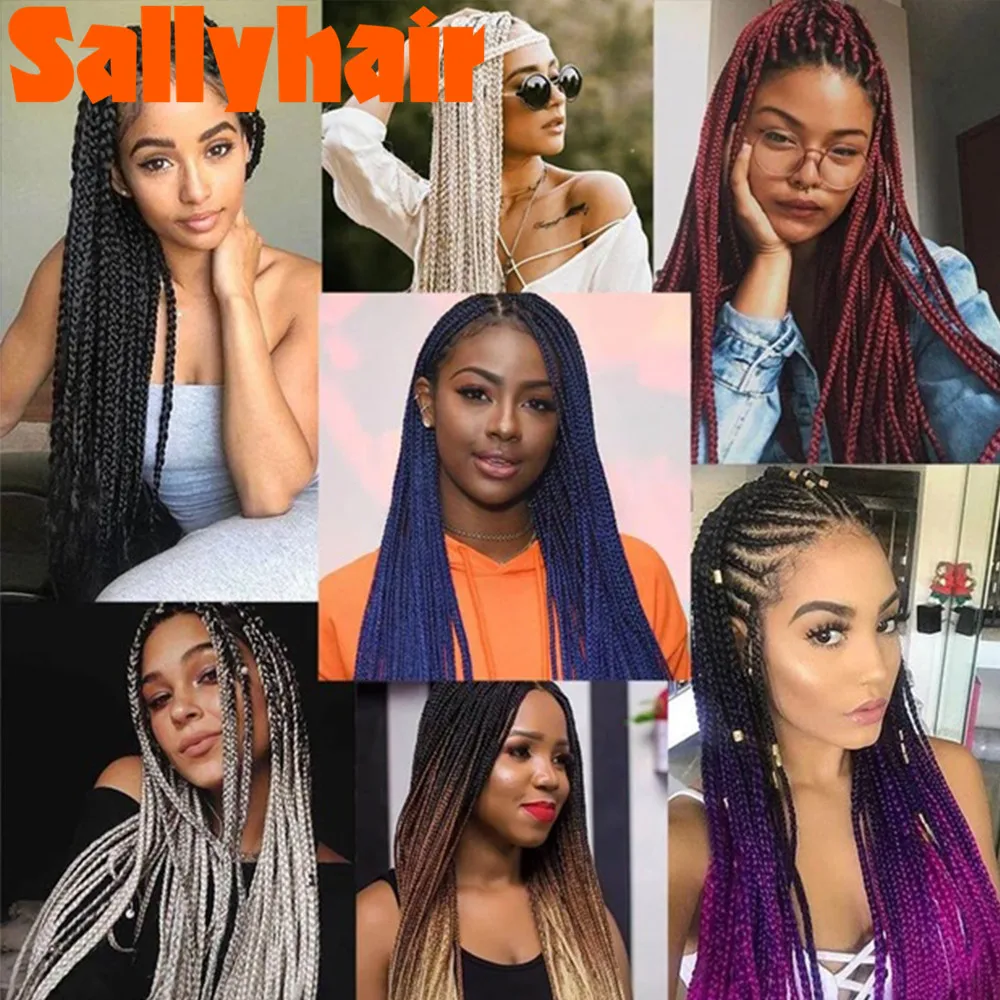 

SallyHair Ombre Braiding Hair Extensions 14" 18" 30Strands/Pack Senegalese Twist Hair Black Brown Synthetic Crochet Braids