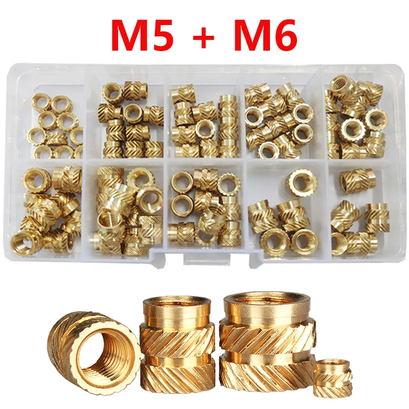 

M5 m6 hot bronze melt inset nuts screw kit 90 pcs, threaded insert, filler, copper nut inserts heating application injection nut