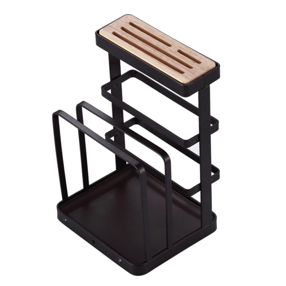 

1Pc Cutlery Storage Rack Desktop Cutter Rest Chopping Board Rack with Water Tray
