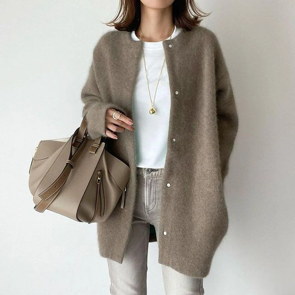 

Women Knitted Cardigan Sweater Coat 2021 Autumn Winter Women Casual Plain Female Jacket Korean Fashion Button Ladies Top Outwear