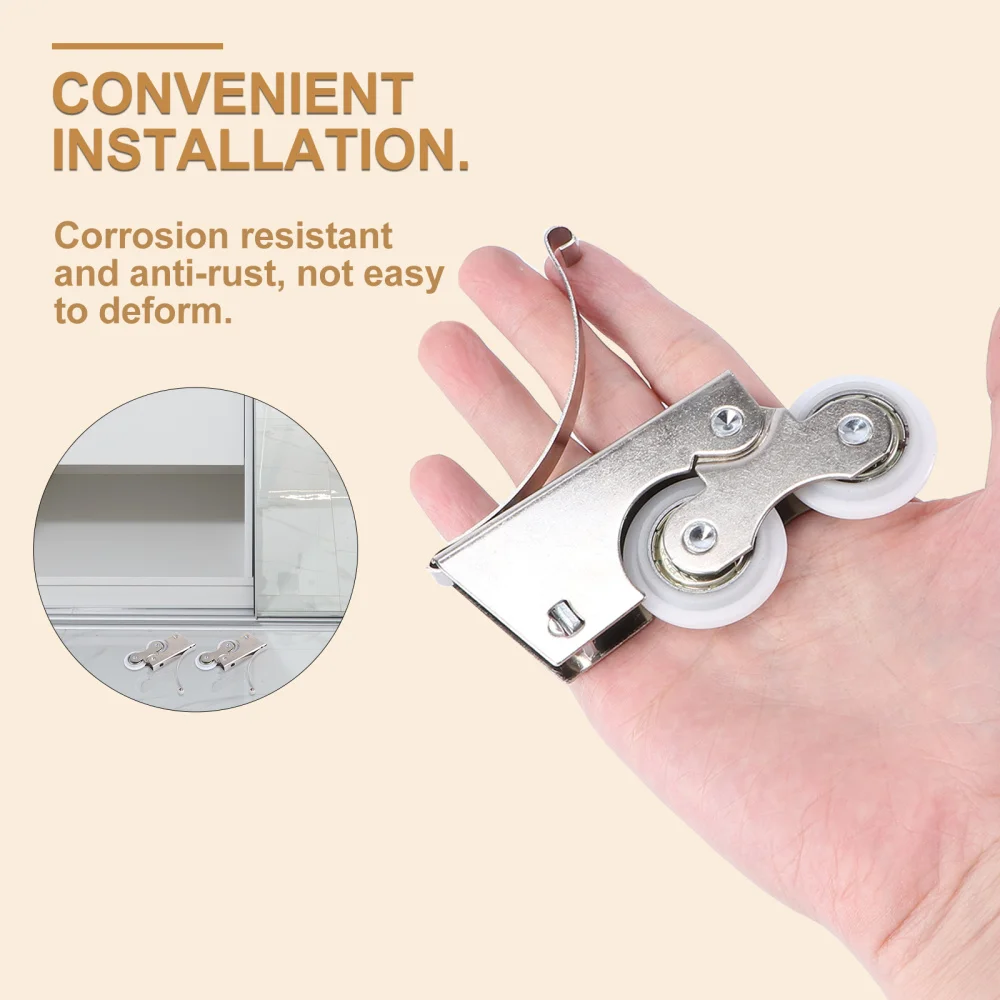 

2PCS Double Wheel Door Runners Rollers Replacement Window Door Wheels Sliding Enclosure Wheels Pulleys for Home Wardrobe