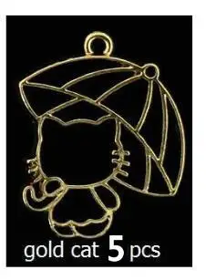 DZ0012-5pcs-catGD 5 шт. милый кот металлический каркас зонтика мальчик девочка открытый Bezels ювелирные изделия, подвески, аксессуары DIY УФ Украшения из смолы ручной работы ремесла - Цвет: DZ0012-5pcs-catGD