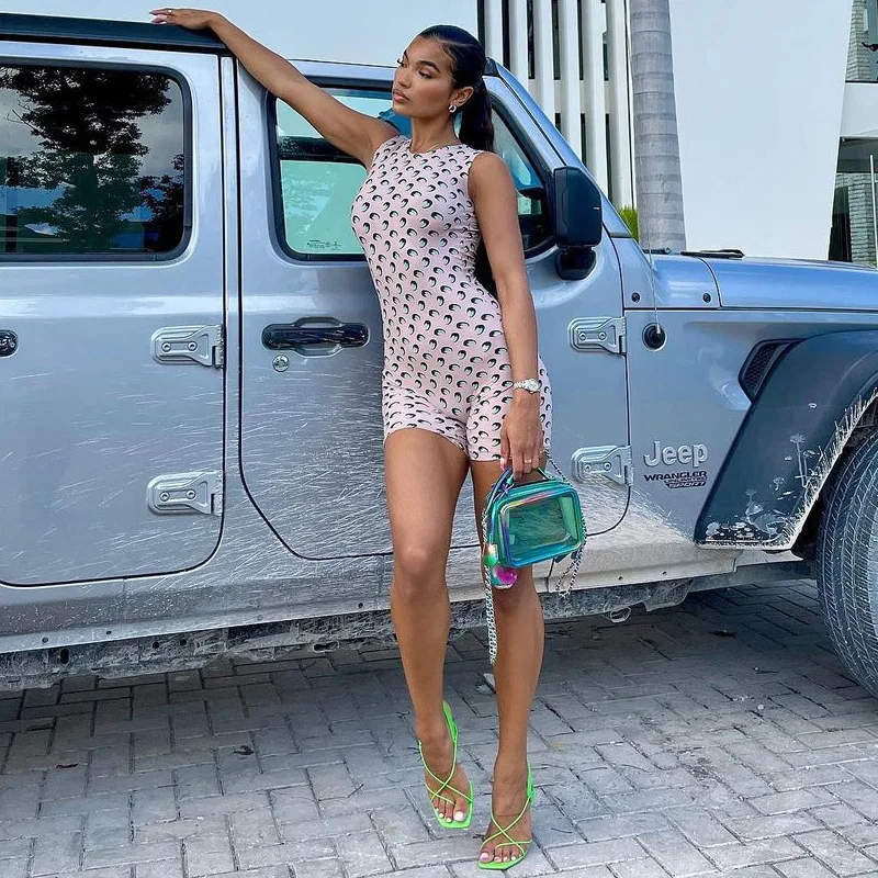 

Sexy Playsuit 2021 Summer Clothes for Women Streetwear Fashion Printed Sleeveless Bodycon Rompers Jumpsuits