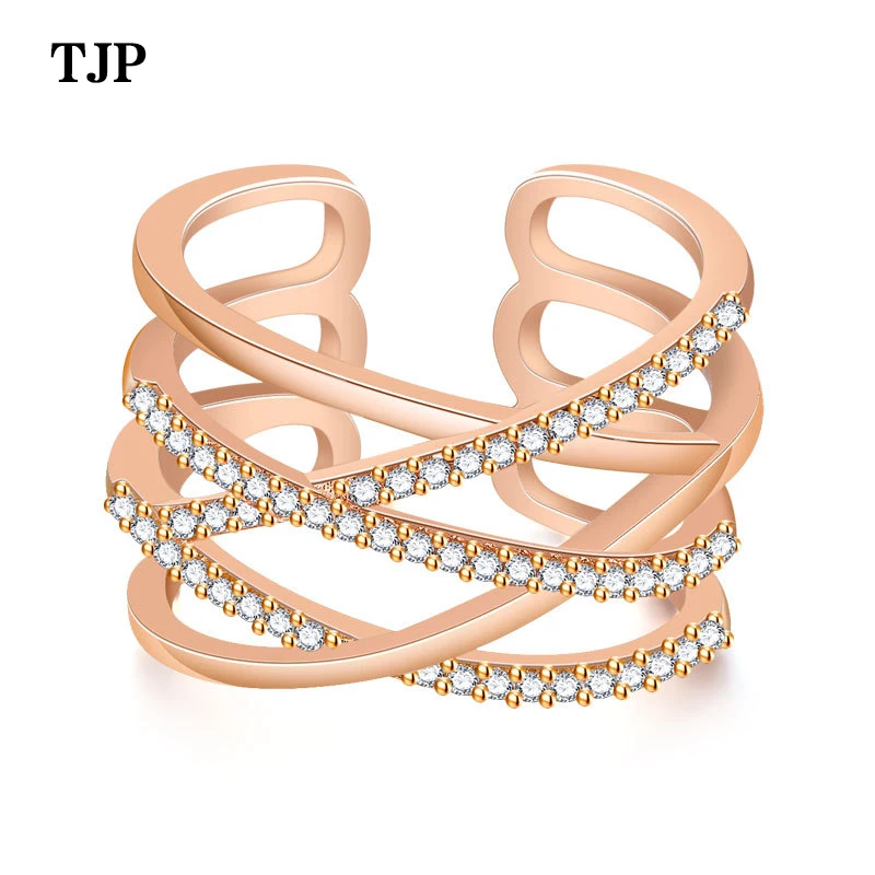 2019 Модное Новое кольцо с покрытием из розового золота регулируемым размером для