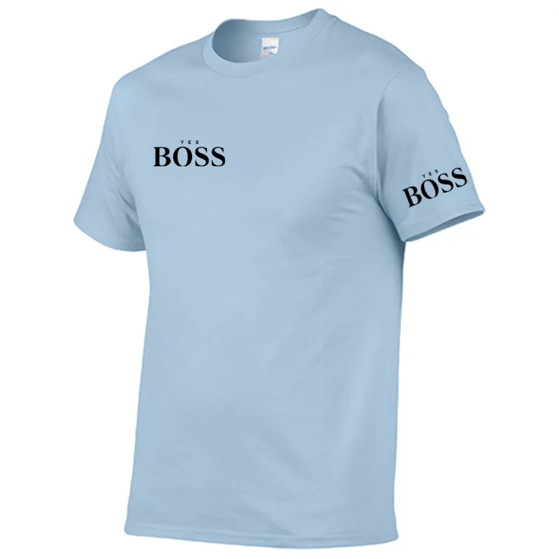 

2021 Summer Pure Cotton Men's T-shirt With YES BOSS Ietters Simple Style Casual T-shirt Iarge Size O-neck Short-Sleeved T-shirt