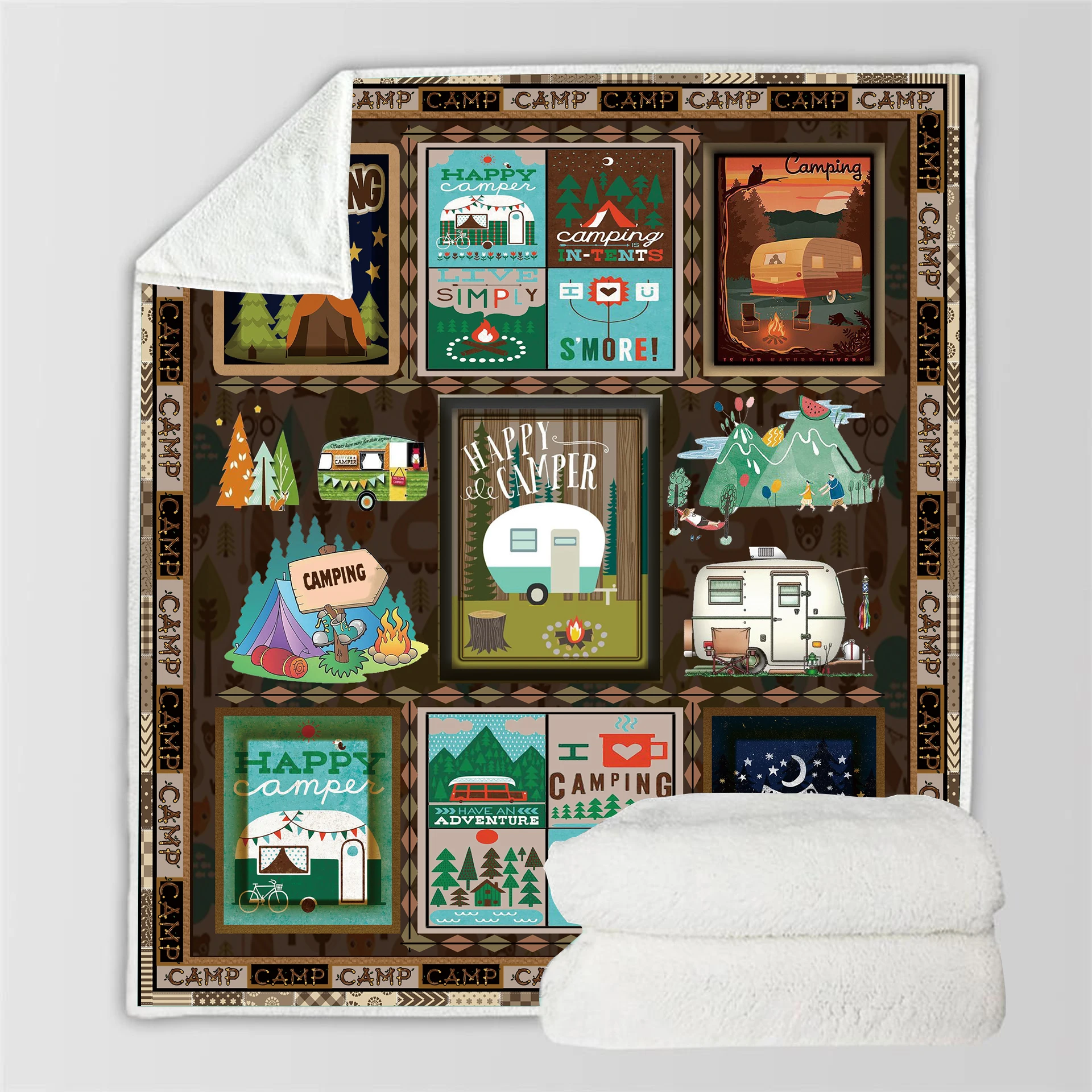 

SOFTBATFY Camping Fleece Throw Blanket Sofa Bedding Blankets Drop Ship