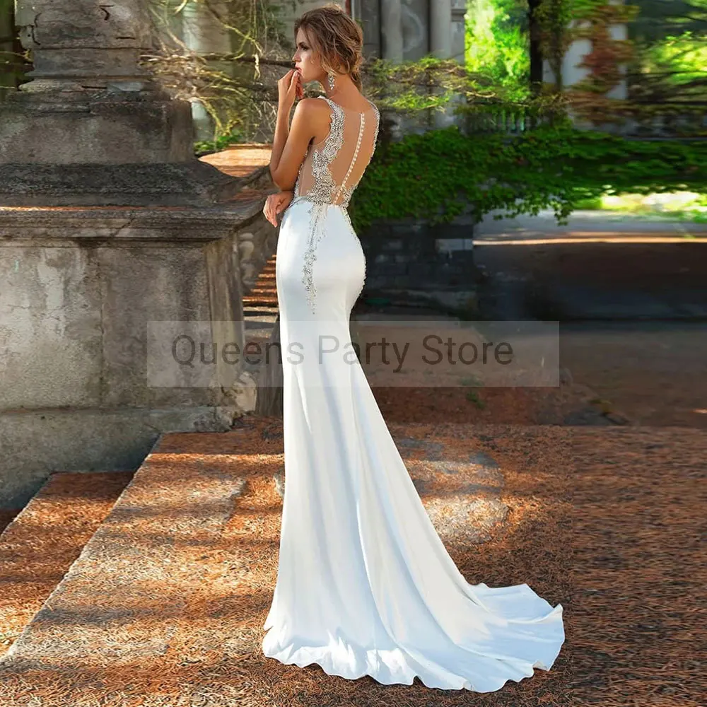 

Ivory Party Dresses Mermaid / Trumpet Sweep/Brush Jewel Floor length Evening Dresses Applique Beading Sleeveless Button Fashion