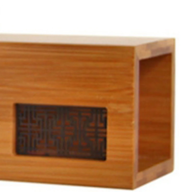 

Retro Wooden Cutout Desk Storage Box Desktop Organizer Pen Pencil Holder Divided Storage Box