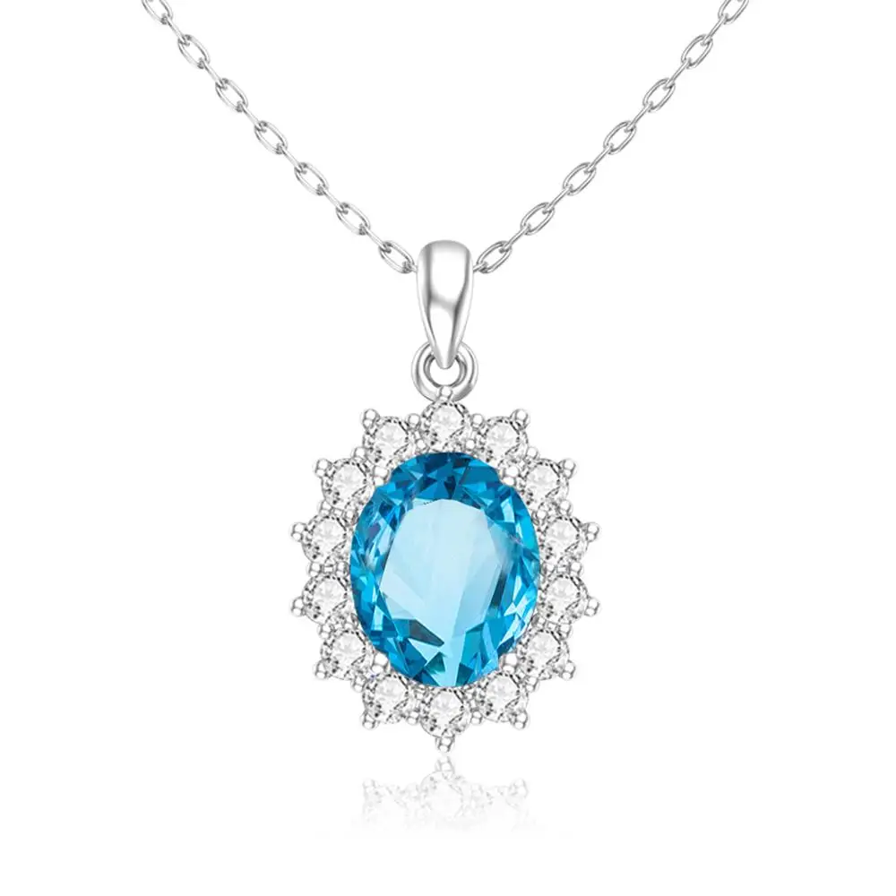 

100% 925 Серебряный кулон для женщин Мода Снежинка Голубой топаз драгоценный камень кулон инкрустированные циркон класса люкс ювелирные издел...