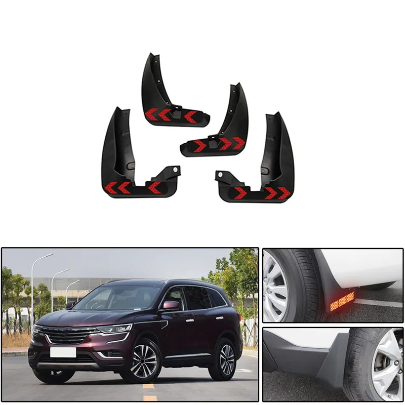 Брызговики для Renault Koleos 20011- для крыла Брызговики Светоотражающие Предупреждение ющие Брызговики автомобильные аксессуары 4 шт - Цвет: Red 2016 2017