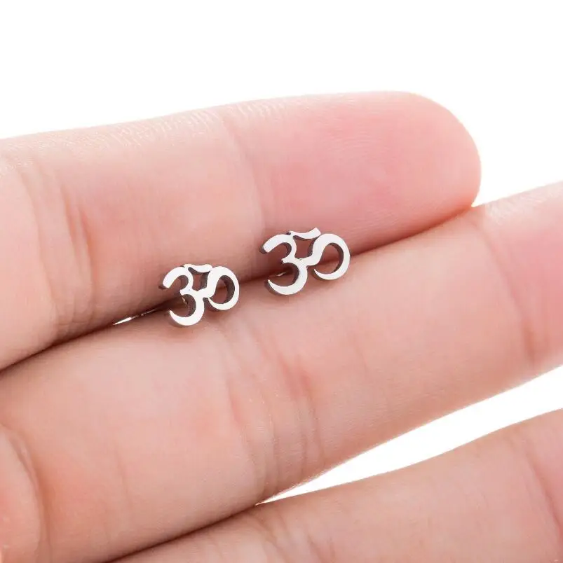 

Personalize OM Symbol Earrings Women Stainless Steel Gold Yoga Stud Earrings Minimalist Jewelry Fashion Earrings Christmas Gifts