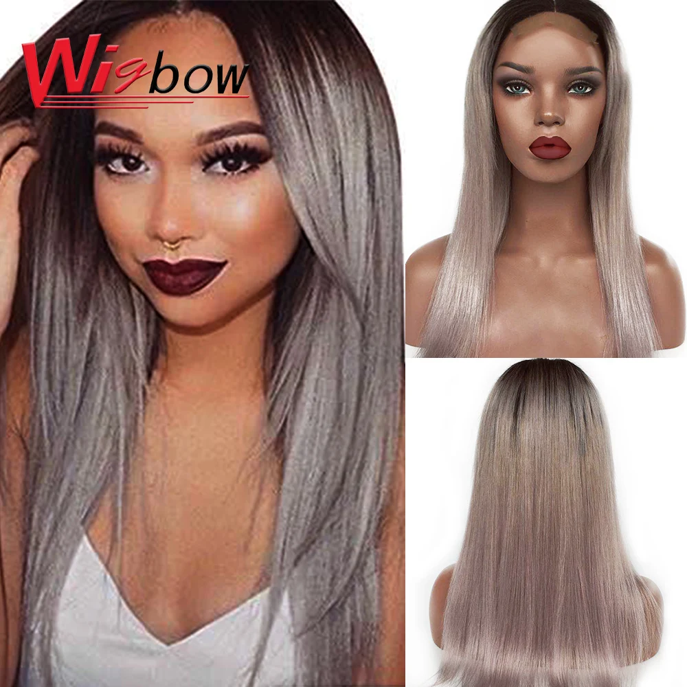 Парик с закрытием цветные серые человеческие волосы парики 4*4 Коричневые