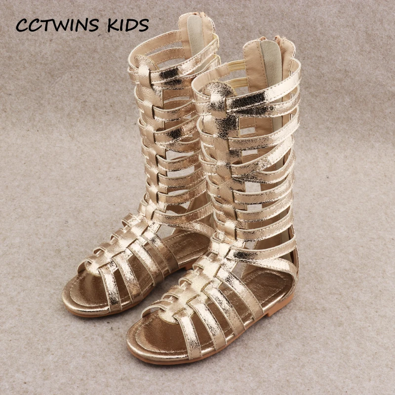 CCTWINS KIDS 2018 летние сандалии гладиаторы до колена для маленьких девочек модные