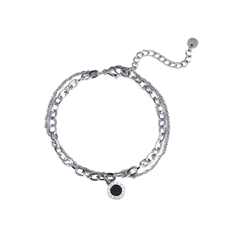 Браслет из нержавеющей стали двухслойный с кристаллами циркония | Украшения и