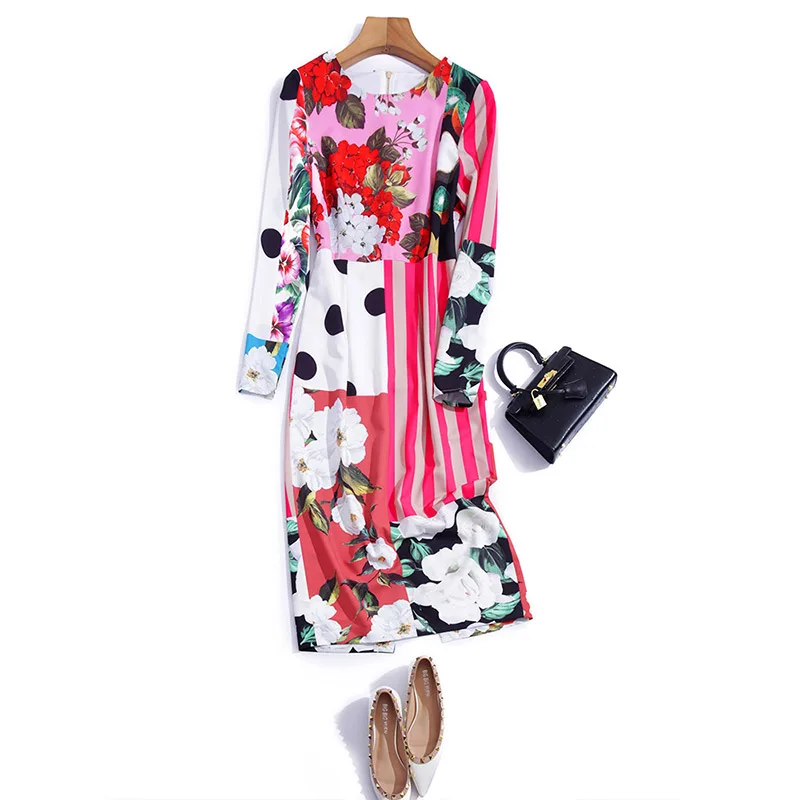 

Spring 2021 new women's dress spring print on all sides