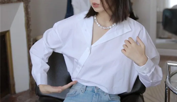 

Women Irregular OL Blouse New Fashion Single-breasted Lady Office Wear Plaid Stripes Print Shirt And Top Female Clothing