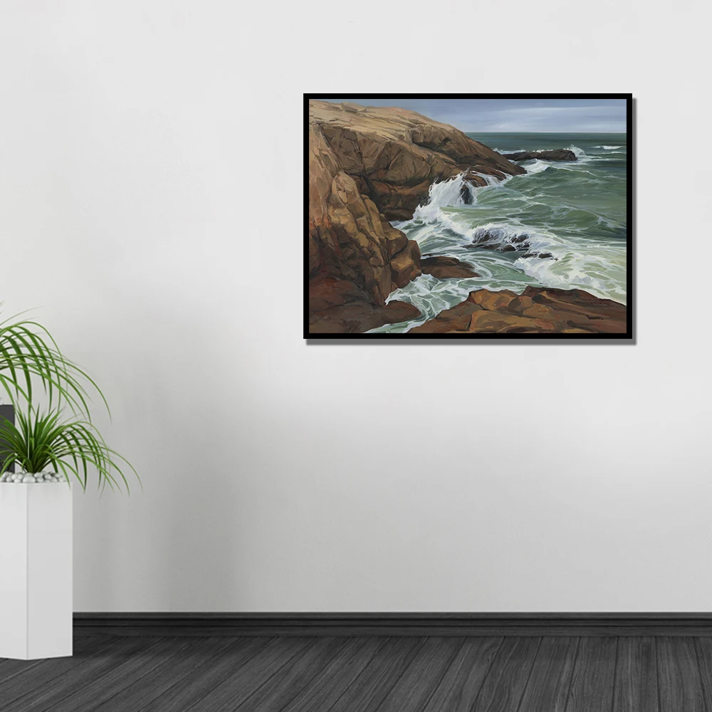 

Waves 3D Art Reproduction Canvas Frameless Minimalist Style for Home Decoration