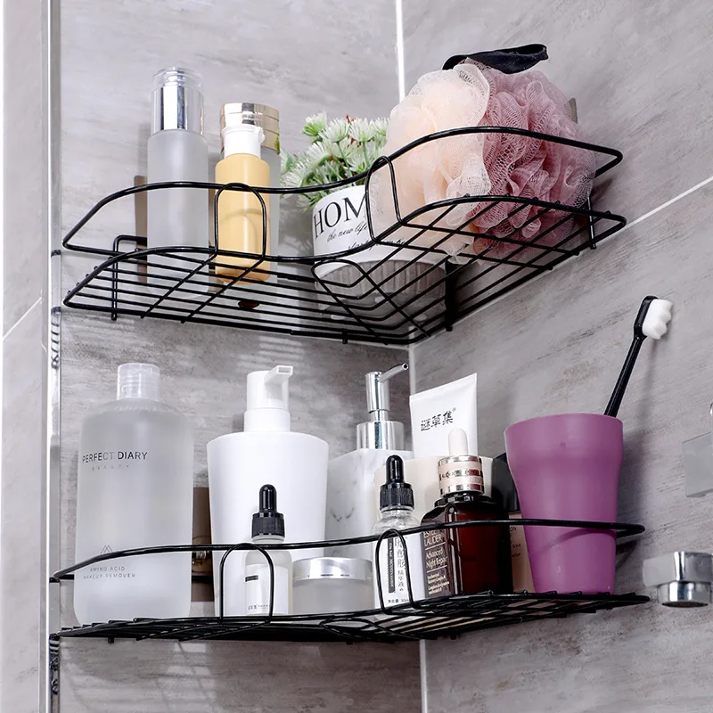 

Non-perforated bathroom shelf stainless steel wall-mounted bathroom bathroom shower wall triangle storage shelf