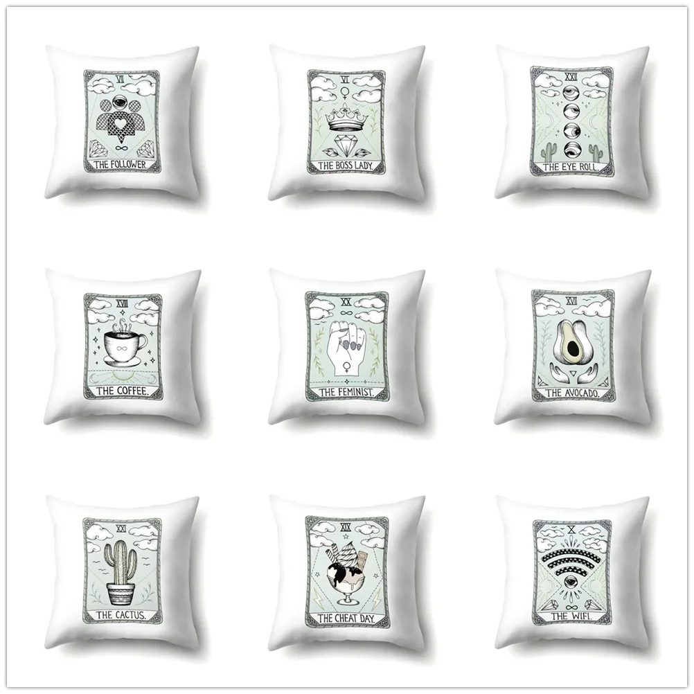 Креативный чехол для подушки Таро домашний декор полиэстер белый дивана