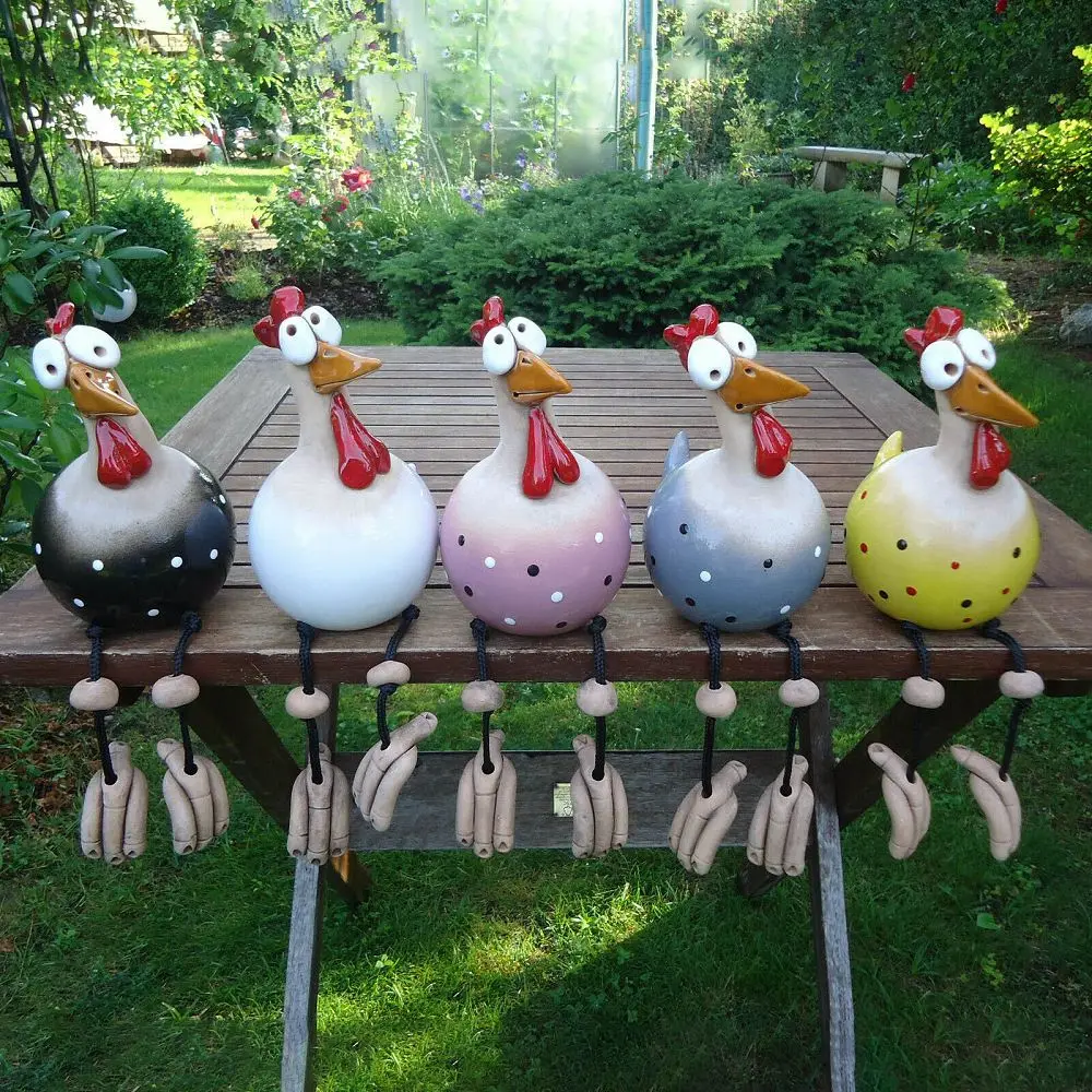 

Backyard Art Decor Chicken Garden Lawn Plug Hen Rooster Ornaments Hens Bird Statues Edge Seater Indoor Outdoor Yard Decorations