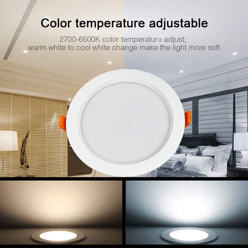 

Miboxer 6W 15W RGB+CCT LED Downlight Moistureproof&Waterproof IP54 AC100~240V Round Ceiling Panel lamp 2.4G Remote APP Control