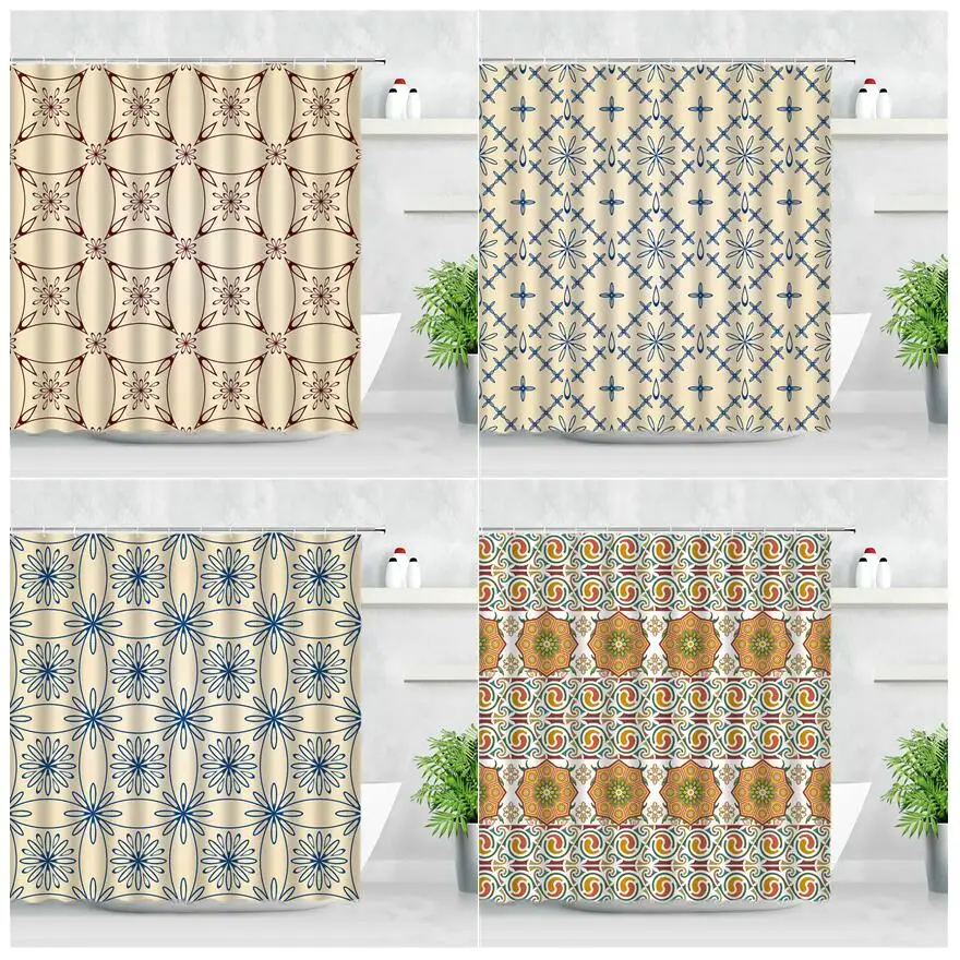 

Home Decor Waterproof Shower Curtains Geometric Fashion Pattern Modern Bathroom Decors Curtain Polyester Fabric Bath Screen Sets