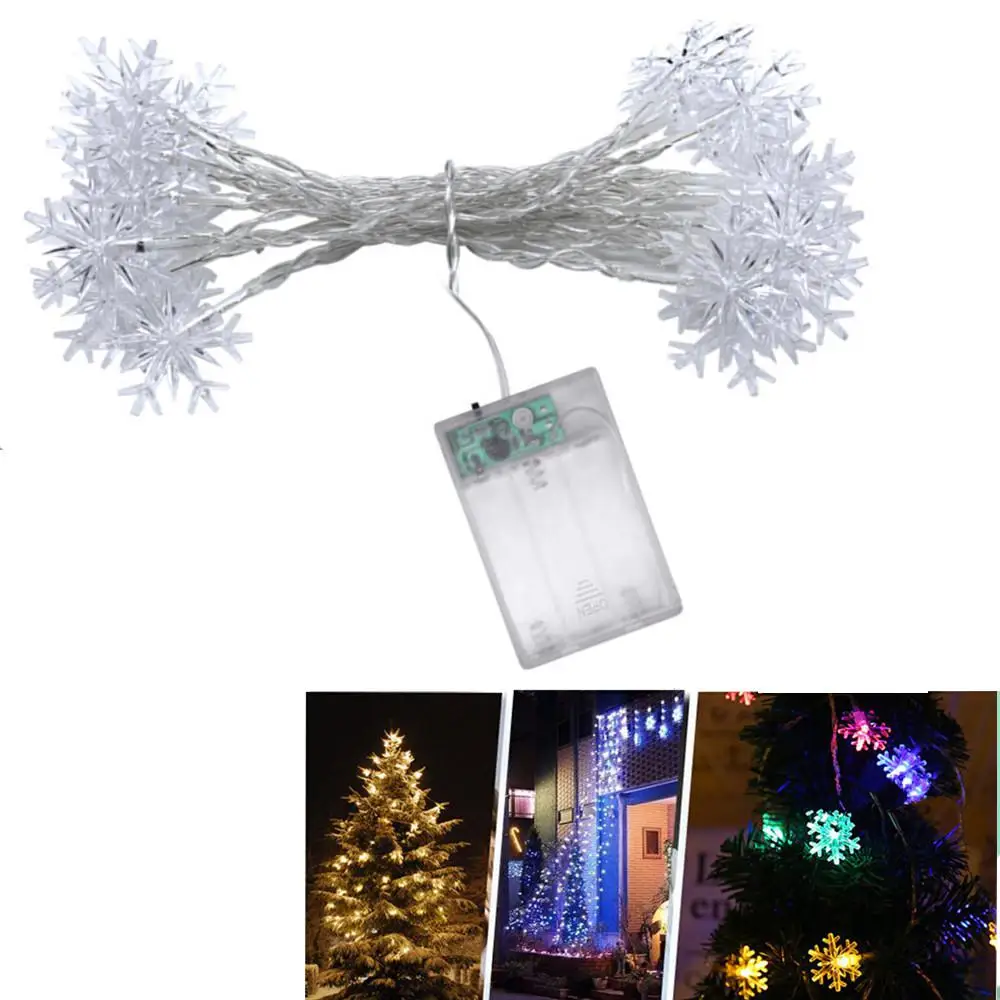 

20 LEDs Christmas Snowflakes Light String 3M Fairy Lights Battery Powered Hanging Ornaments Christmas Tree Party Home Decor