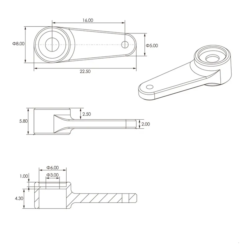 ALZRC Devil 505 Быстрый металлический сервопривод средний D505FU01 01|metal servo arm|servo armhelicopter parts