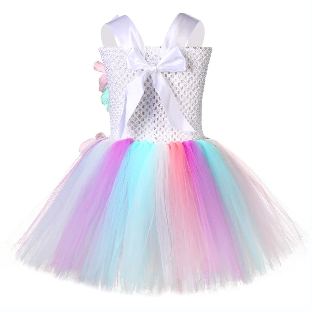 Милое праздничное платье для девочек с цветочным рисунком и единорогом Детские