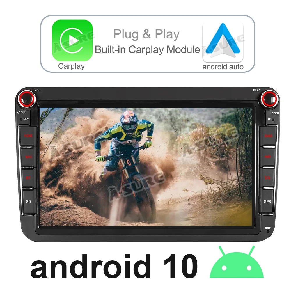 

Автомобильная Мультимедийная система A-Sure, Android 10, автомобильное радио CarPlay, 32 ГБ, BT, GPS-навигация для Volkswagen VW Golf 5 6 Polo T5 Passat b6 Tiguan