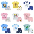 Новинка, летняя одежда для маленьких мальчиков, наряды для маленьких девочек, хлопковый детский спортивный костюм, футболка с коротким рукавом и штаны с героями мультфильмов, комплекты для телефона