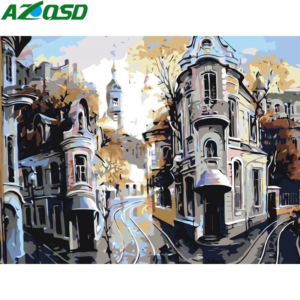 AZQSD DIY краски по номерам холст Пейзаж Unframe настенное искусство акриловые наборы