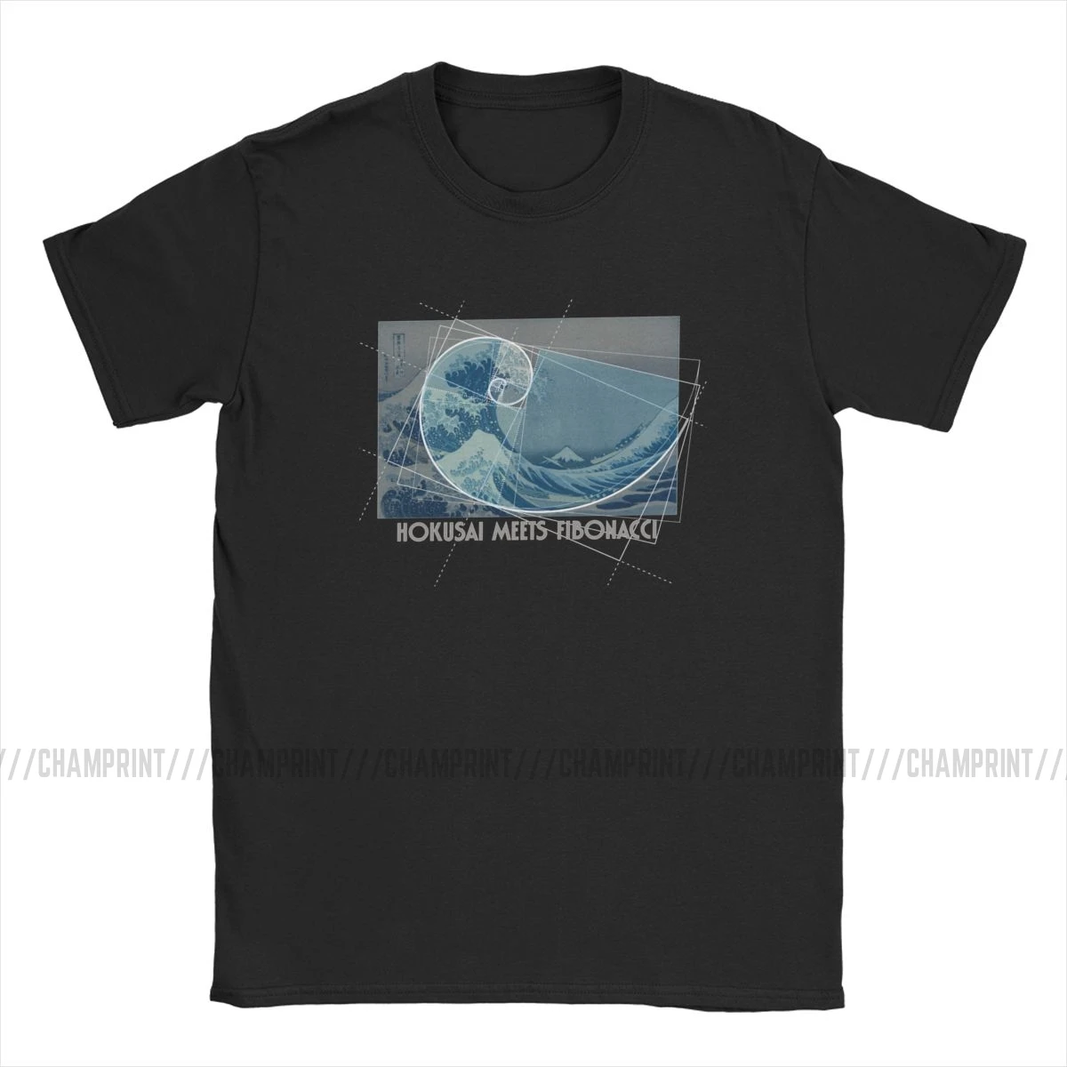 Hokusai соответствует Fibonacci футболка с золотым соотношением сторон Мужская
