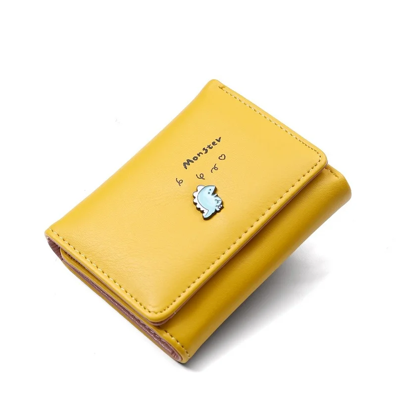 

Women Cute Small Dinosaur Wallet Buckle Folding Girl Wallet Brand Designed Pu Leather Coin Purse Female Card Holder