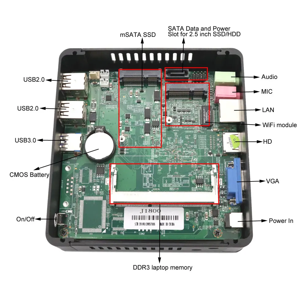 Topton безвентиляторный неттоп Мини ПК J1900 Четырехъядерный 4 * Intel WG82583 Gigabit Lan