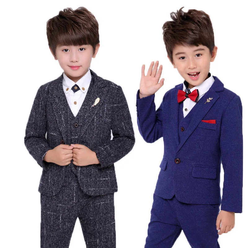 

Children Blazer Vest pants Tie 4PCS Clothing Sets Flower Boys Formal Wedding Party Suits Kids Performances Dance Dresses Costume